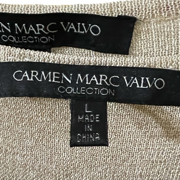 Metallic Sweater Set with Beading Carmen Marc Valvo Collection Size L - Picture 10 of 10